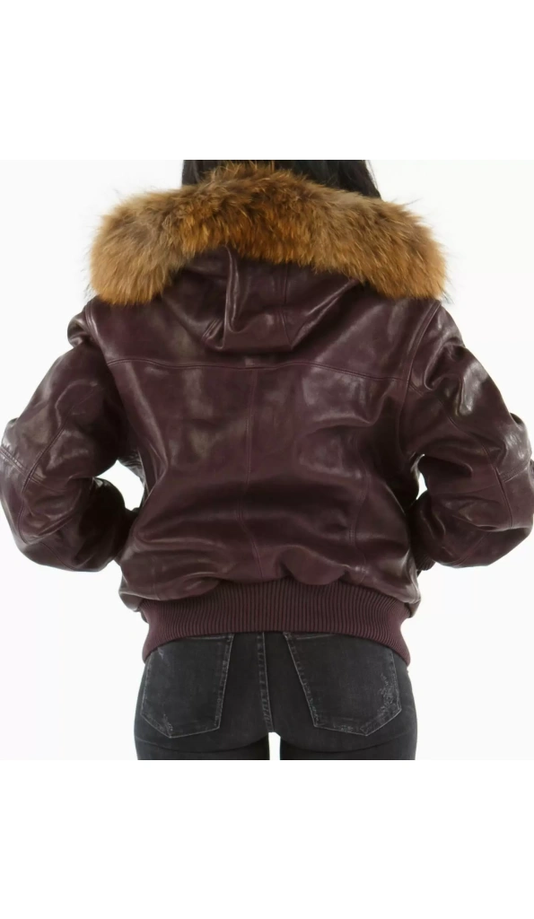 Pelle Pelle Women Purple Fur Hood Jacket