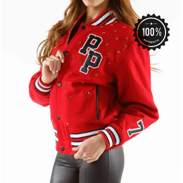 Pelle Pelle Women Red Studded Wool Jacket