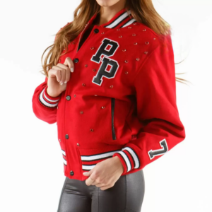 Pelle Pelle Women Red Studded Wool Jacket view 2