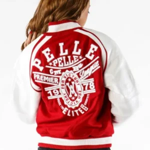 Pelle Pelle Premier League Red Wool Jacket | Varsity Jacket view 2