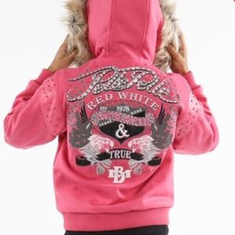 Pelle Pelle Eagle Pink Fur Wool Jacket view 1