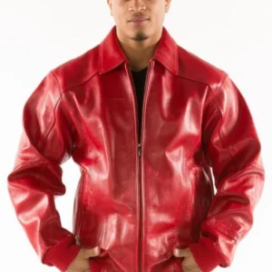 Pelle Pelle Men Red Plush Leather Jacket view 4