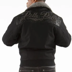 Pelle Pelle Black Gator Studs Wool Jacket