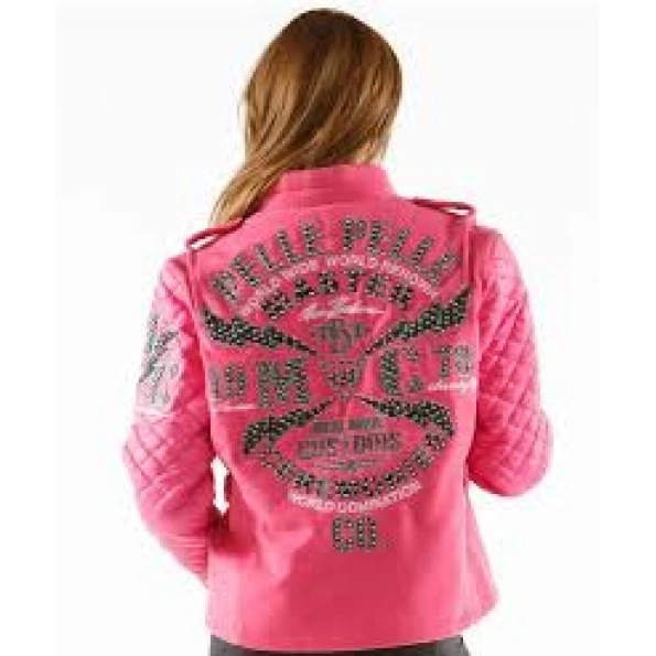 Pelle Pelle Pink Studded Varsity Jacket