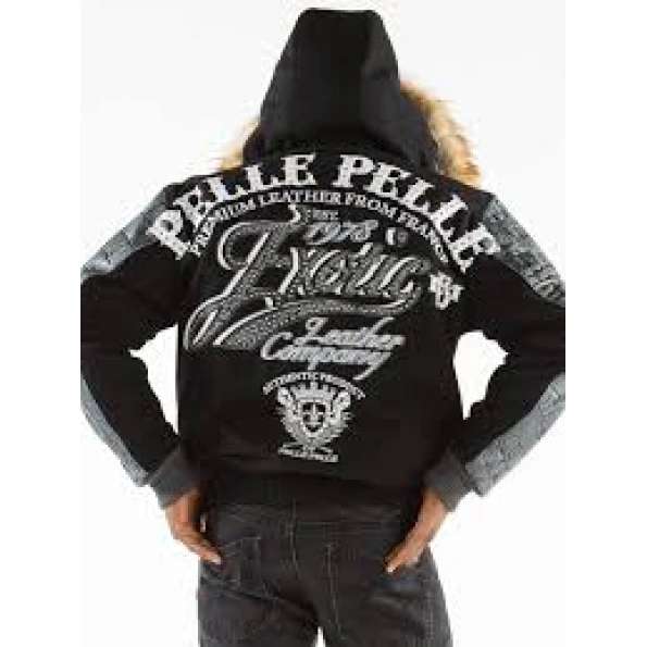 Pelle Pelle Black Exotic Fur Hood Jacket