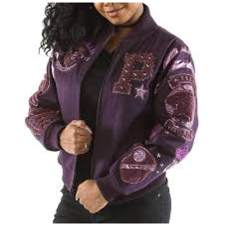 Pelle Pelle Purple Crest Varsity Jacket