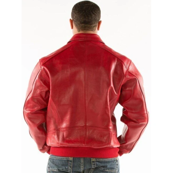 Pelle Pelle Men Red Plush Leather Jacket