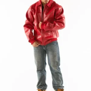 Pelle Pelle Men Red Plush Leather Jacket