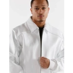 Pelle Pelle Men White Plush Leather Jacket