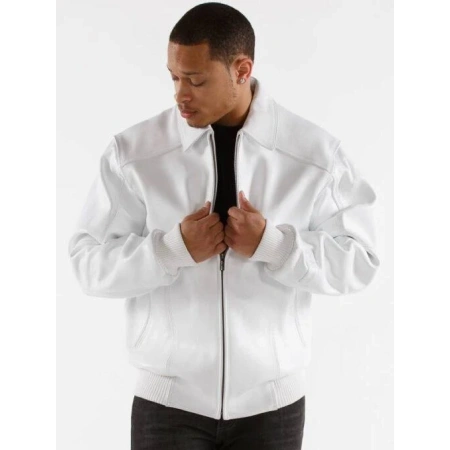 Pelle Pelle Men White Plush Leather Jacket