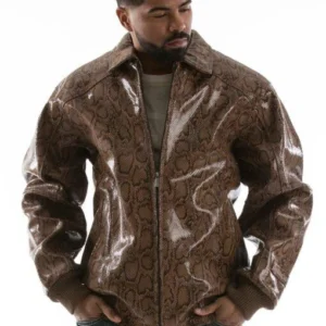 Pelle Pelle Python Print Shiny Brown Jacket view 2
