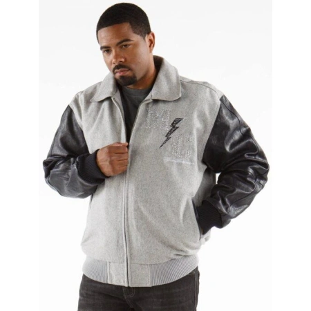 Pelle Pelle Grey MC Leather Wool Jacket