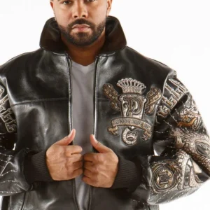 Classic Pelle Pelle Black Dragon Print Leather Jacket