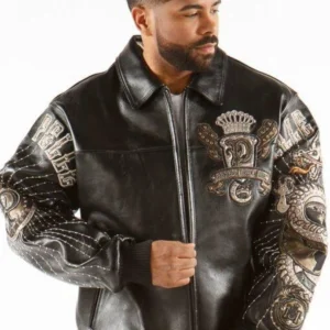 Classic Pelle Pelle Black Dragon Print Leather Jacket view 2