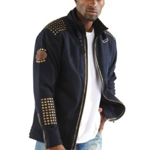 Pelle Pelle Navy Blue Studded Wool Jacket view 2