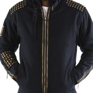 Pelle Pelle Navy Blue Studded Wool Jacket view 1