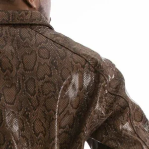 Pelle Pelle Python Print Shiny Brown Jacket view 3
