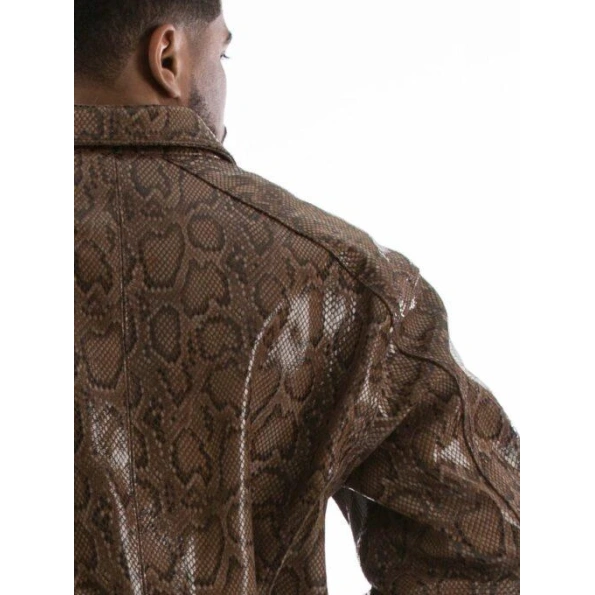 Pelle Pelle Python Print Shiny Brown Jacket