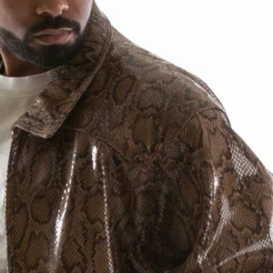 Pelle Pelle Python Print Shiny Brown Jacket view 4