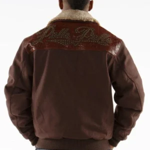 Pelle Pelle Brown Gator Studs Wool Jacket