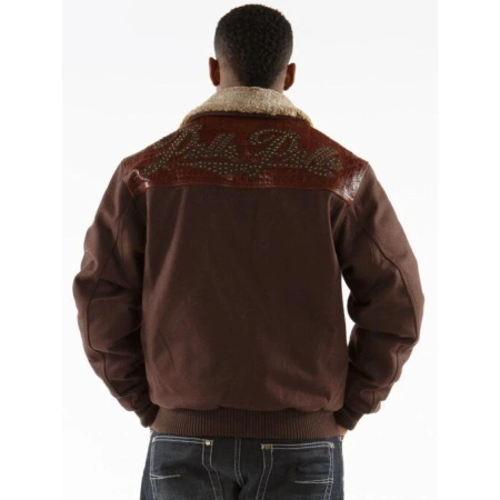 Pelle Pelle Brown Gator Studs Wool Jacket