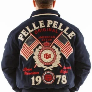 Pelle Pelle American 1978 Navy Blue Wool Jacket view 2