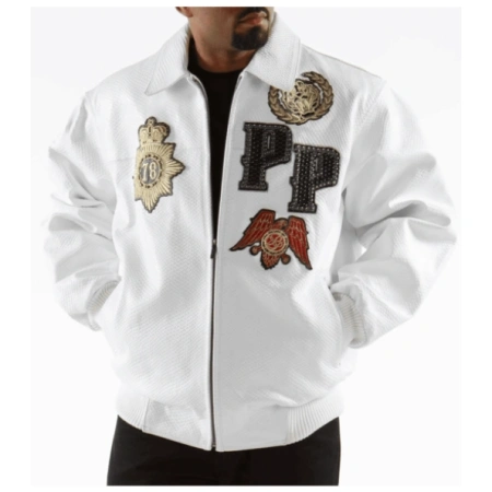 Pelle Pelle White Patched Leather Jacket