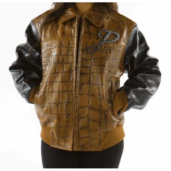 PELLE PELLE BROWN EXOTIC LEATHER JACKET