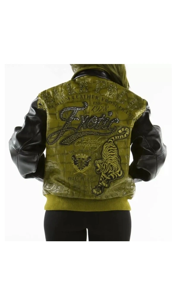 Pelle Pelle Olive Black Exotic Jacket | Studs Jacket