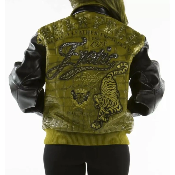 Pelle Pelle Olive Black Exotic Jacket | Studs Jacket