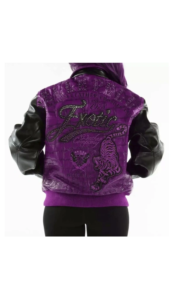 Pelle Pelle Purple Exotic Black Jacket | Studs Jacket