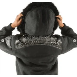 BLACK HOODIE PELLE PELLE WOOL JACKET view 2