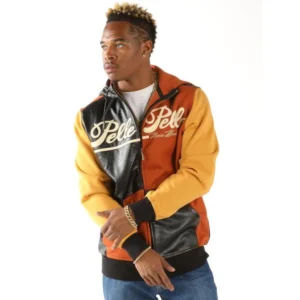 PELLE PELLE BLACK AND ORANGE LEATHER JACKET