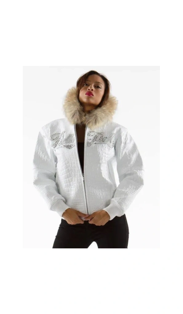 Pelle Pelle Women Encrusted Leather Jacket | White Jacket