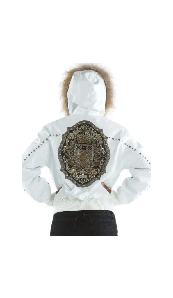 Pelle Pelle White Emblem Fur Hood Jacket | Leather Jacket