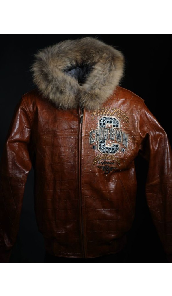 Pelle Pelle Chi-Town Brown Leather Jacket | Fur Hooded Jacket