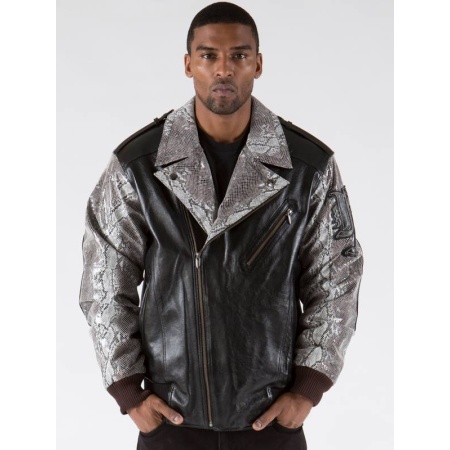 Pelle Pelle Men Biker Plushfoil Print Jacket