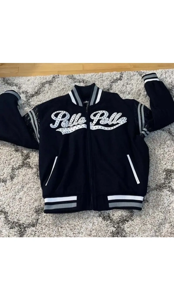 PELLE PELLE BLACK BASEBALL VARSITY WOOL JACKET