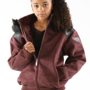 Pelle Pelle Kids Maroon Wings Hood Jacket