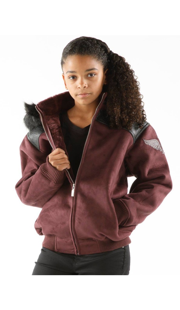 Pelle Pelle Kids Maroon Wings Hood Jacket