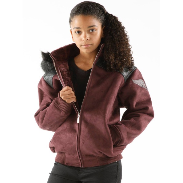 Pelle Pelle Kids Maroon Wings Hood Jacket