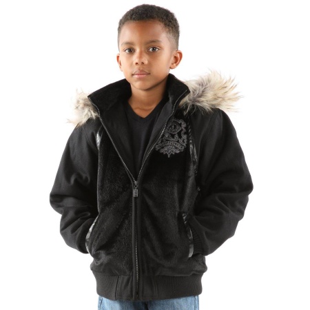 Pelle Pelle Black Patched Hood Wool Jacket