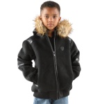 Pelle Pelle Black Fur Hood Wool Jacket