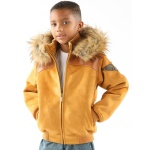 Pelle Pelle Yellow Kid Wing Fur Hood Wool Jacket