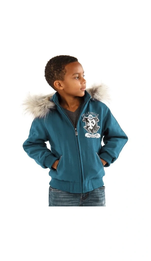 PELLE PELLE TURQUOISE WOOL HOODIE JACKET