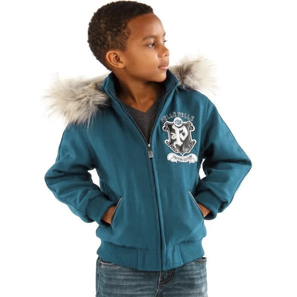 PELLE PELLE TURQUOISE WOOL HOODIE JACKET
