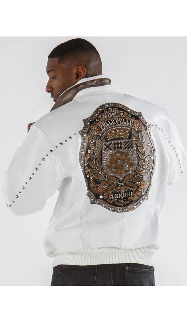 Pelle Pelle Mb Emblem White Leather Jacket
