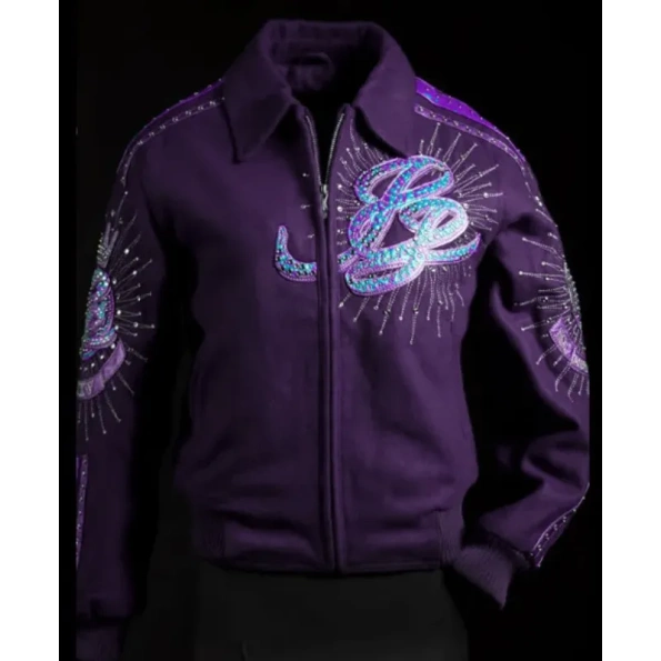 PELLE PELLE DECORATED PURPLE WOOL JACKET