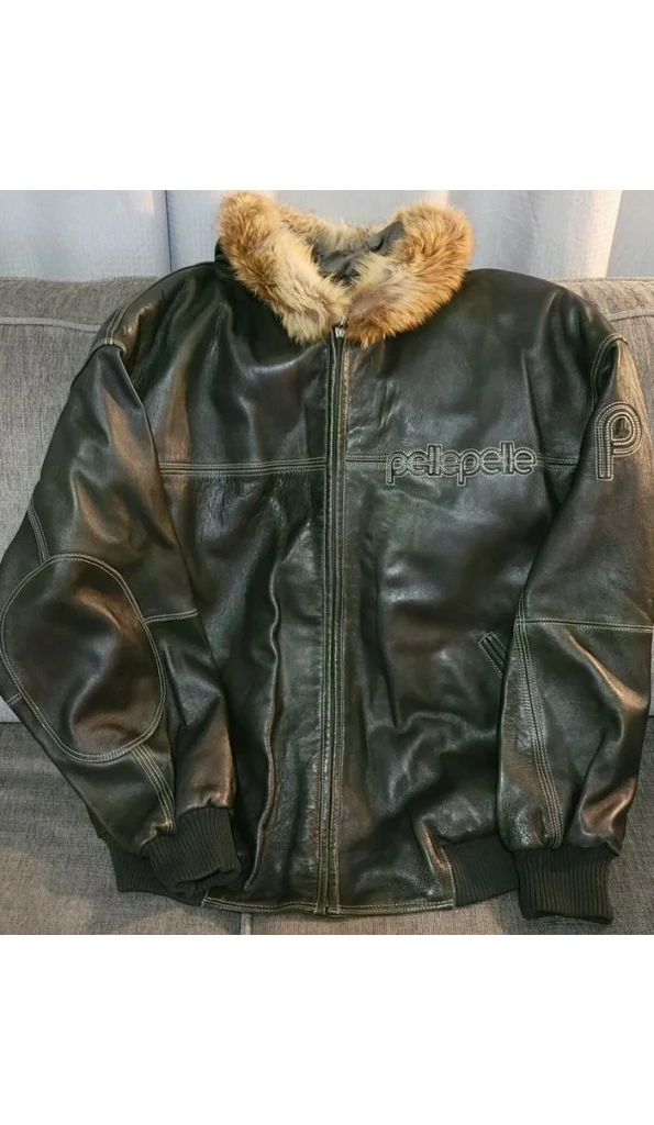 Pelle Pelle Dark Green Fur Hood Jacket | Leather Jacket