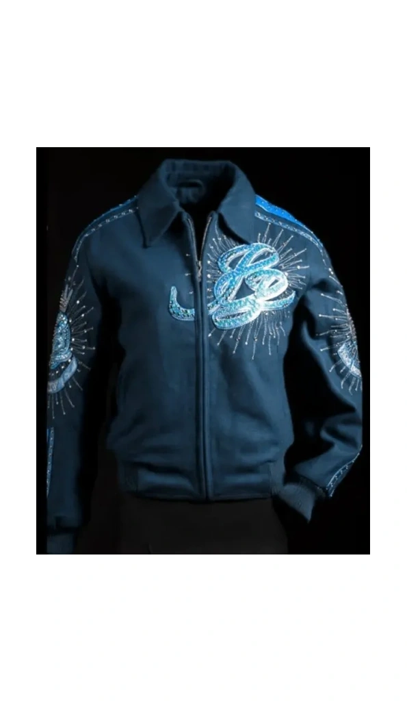 PELLE PELLE DECORATED BLUE WOOL JACKET